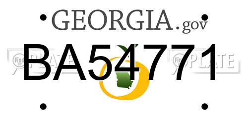 BA54771 Georgia License Plate