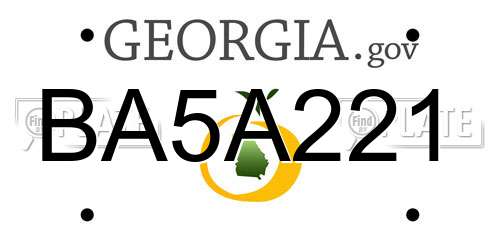 BA5A221 Georgia License Plate