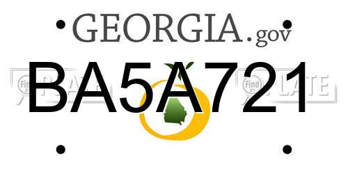 BA5A721 Georgia License Plate