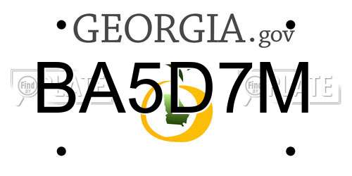 BA5D7M Georgia License Plate
