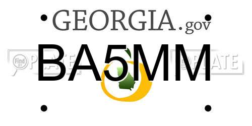 BA5MM Georgia License Plate