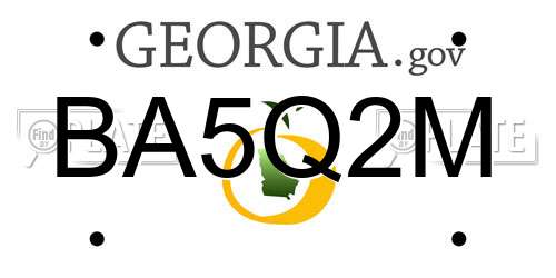 BA5Q2M Georgia License Plate