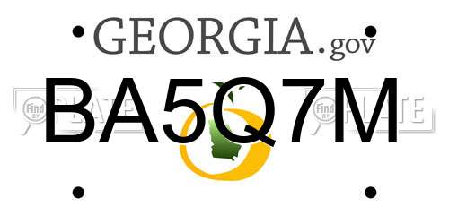 BA5Q7M Georgia License Plate