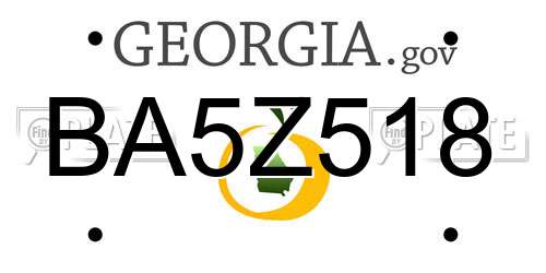 BA5Z518 Georgia License Plate