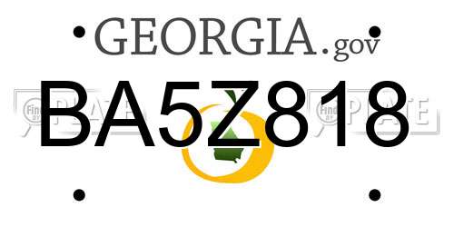 BA5Z818 Georgia License Plate