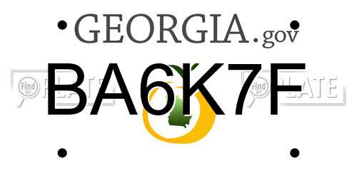 BA6K7F Georgia License Plate