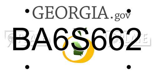 BA6S662 Georgia License Plate