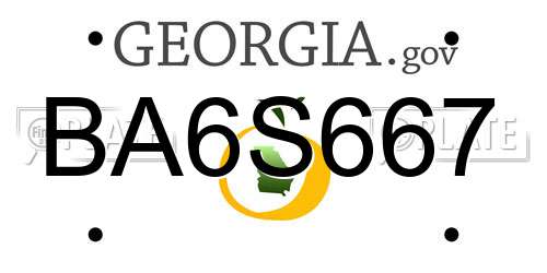 BA6S667 Georgia License Plate