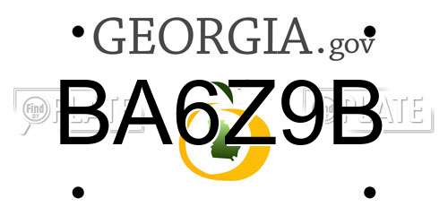 BA6Z9B Georgia License Plate