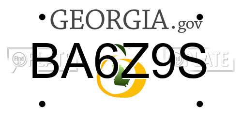 BA6Z9S Georgia License Plate
