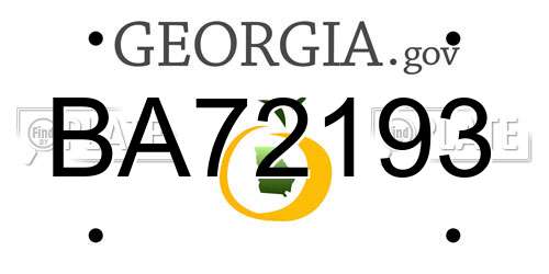 BA72193 Georgia License Plate