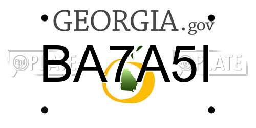 BA7A5I Georgia License Plate