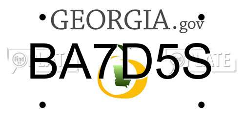 BA7D5S Georgia License Plate