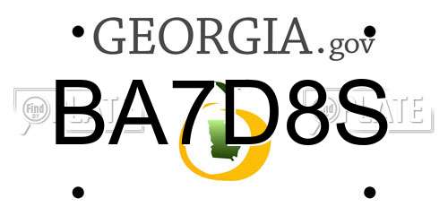 BA7D8S Georgia License Plate