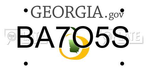 BA7O5S Georgia License Plate