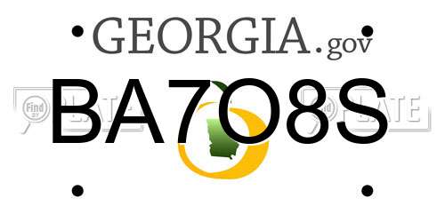 BA7O8S Georgia License Plate