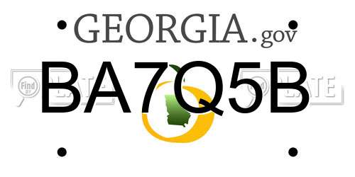 BA7Q5B Georgia License Plate