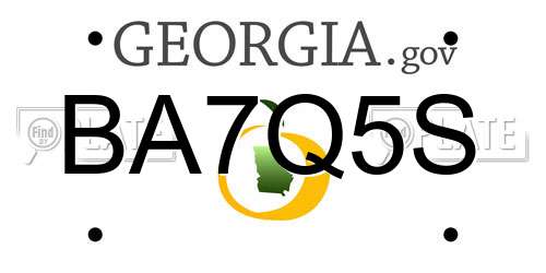 BA7Q5S Georgia License Plate