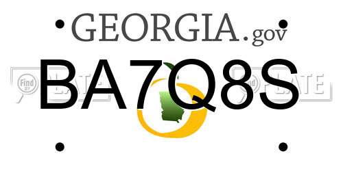 BA7Q8S Georgia License Plate