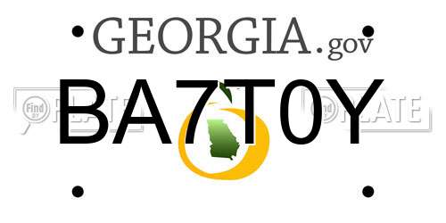 BA7T0Y Georgia License Plate
