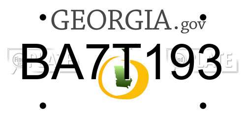 BA7T193 Georgia License Plate