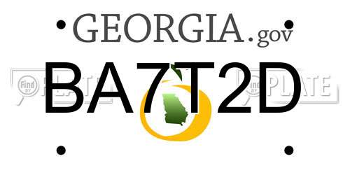 BA7T2D Georgia License Plate