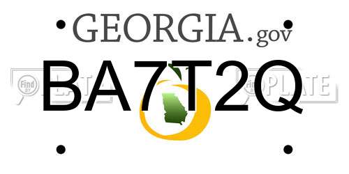 BA7T2Q Georgia License Plate