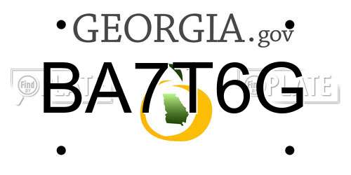 BA7T6G Georgia License Plate