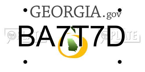 BA7T7D Georgia License Plate