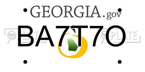 BA7T7O Georgia License Plate