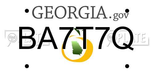BA7T7Q Georgia License Plate