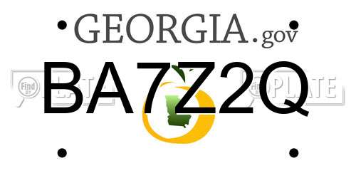 BA7Z2Q Georgia License Plate
