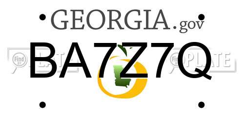 BA7Z7Q Georgia License Plate