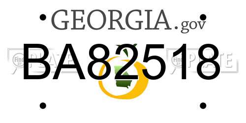BA82518 Georgia License Plate