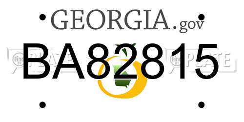 BA82815 Georgia License Plate