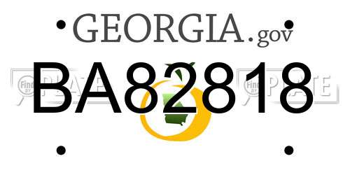 BA82818 Georgia License Plate