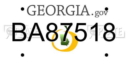 BA87518 Georgia License Plate