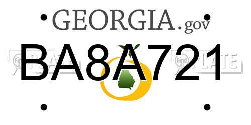 BA8A721 Georgia License Plate