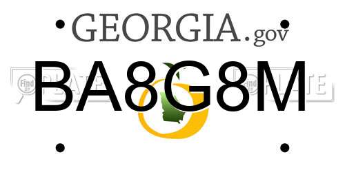 BA8G8M Georgia License Plate