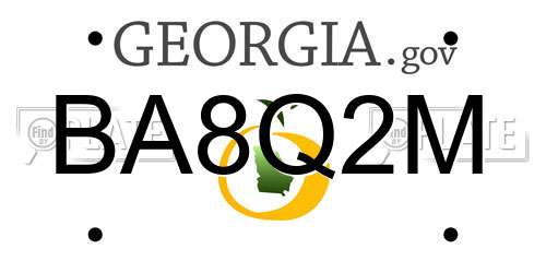 BA8Q2M Georgia License Plate