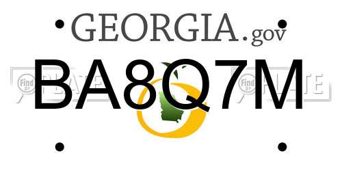 BA8Q7M Georgia License Plate