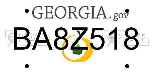 BA8Z518 Georgia License Plate