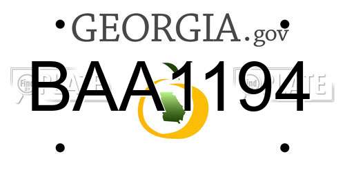 BAA1194 Georgia License Plate