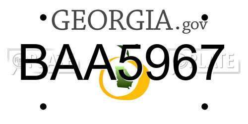 BAA5967 Georgia License Plate