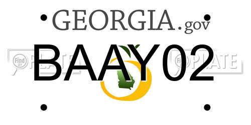 BAAY02 Georgia License Plate