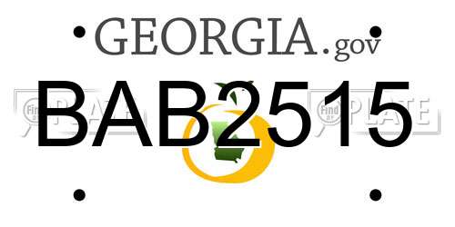 BAB2515 Georgia License Plate