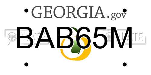 BAB65M Georgia License Plate