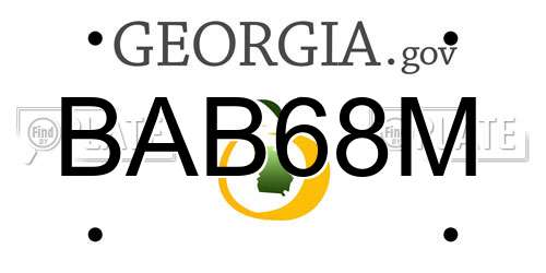 BAB68M Georgia License Plate