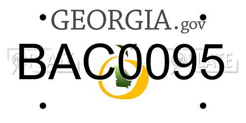 BAC0095 Georgia License Plate