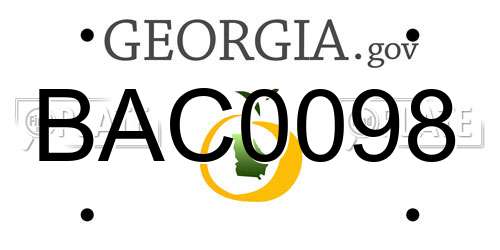 BAC0098 Georgia License Plate